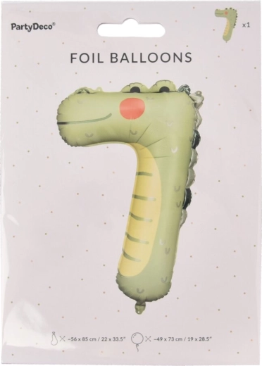 Foil balloon number 7 with crocodile KIDS