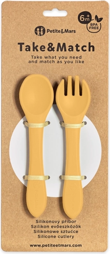 Petite&Mars silicone cutlery take&match intense ochre 6m+