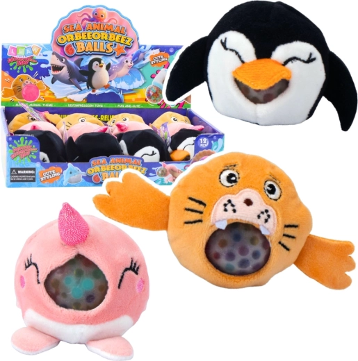 Plush squishy stress toy with water beads – animal 6 cm