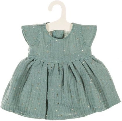 Muslin dress for 38 cm doll, dark mint