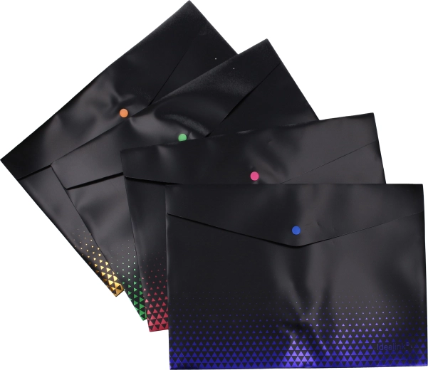 Snap-button folder 33 × 23 cm black with stripe