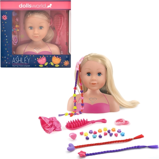 Dolls World styling head Ashley blonde 21 cm