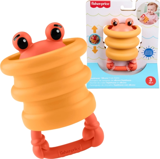 Fisher-Price Squishees Crab – silicone sensory rattle and teether for babies