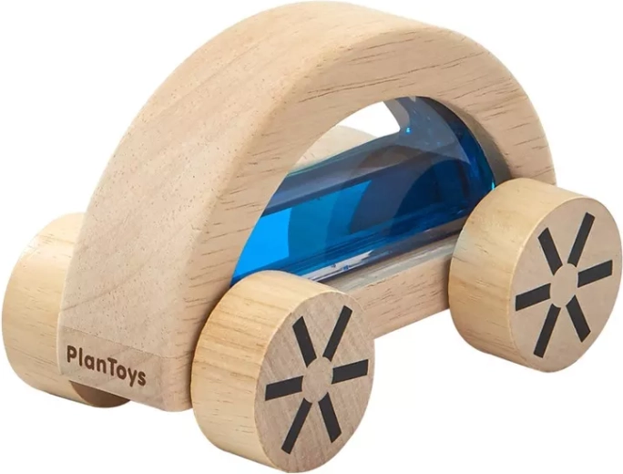 PlanToys дървено автомобилче с вода синьо – 1 брой