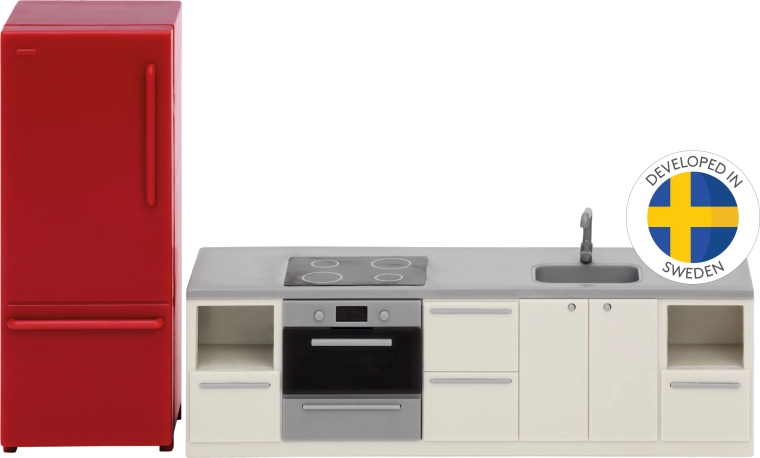 Кухненски комплект за къща за кукли basic с хладилник Lundby
