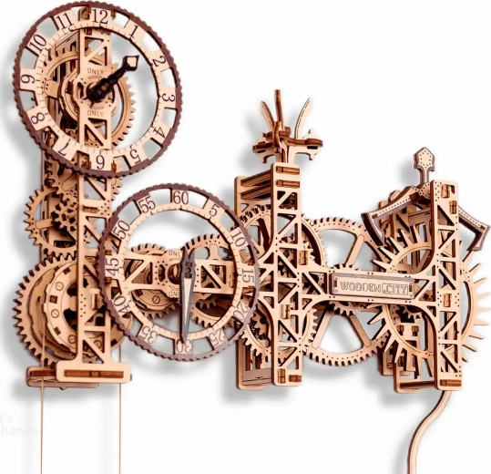 Дървен 3D пъзел стенен часовник STEAMPUNK WOODEN CITY (269 части)