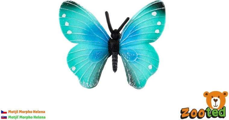 Tropical Morpho Helena Butterfly Zooted, Plastic Figurine 7 cm