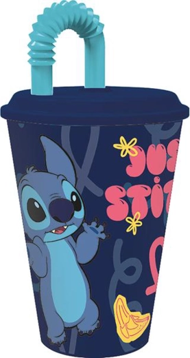 Пластмасова чаша със сламка STITCH 430 мл