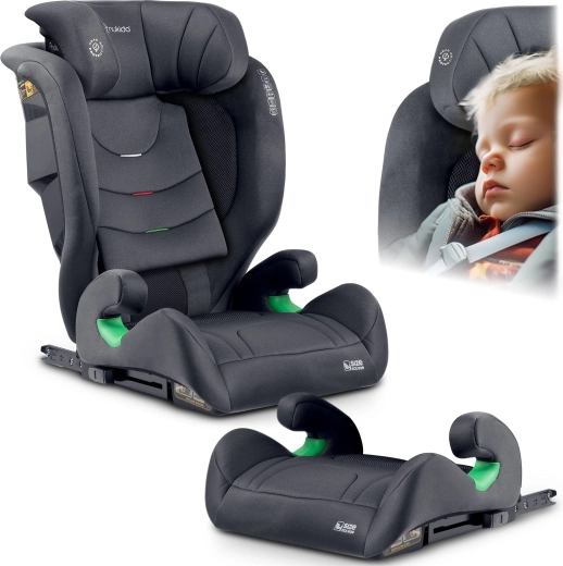 Детско столче за кола Nukido Louis Soft сиво 100–150 см ISOFIX i-Size