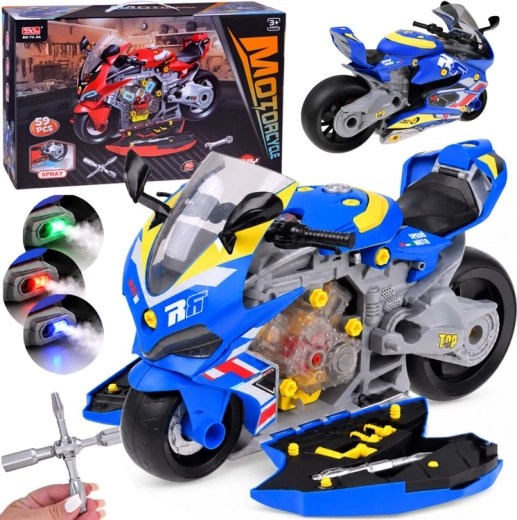Children's Assembly Motorcycle with Workshop, Lights, Sounds and Mist