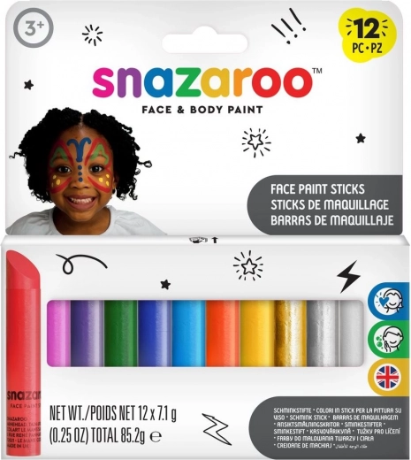 Snazaroo комплект бои за лице и тяло в стикове 12 бр.