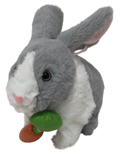 Interactive Ouško Rabbit, Gray Plush Toy