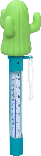 Floating pool thermometer in the shape of a cactus