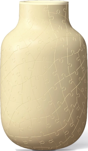 Modern 3D puzzle vase in creamy yellow