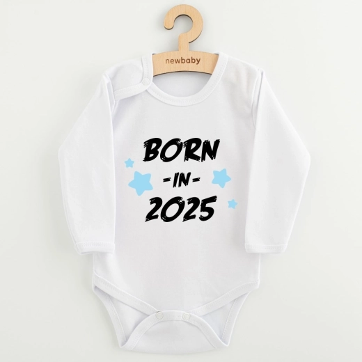 Бебешко боди с щампа New Baby Born in 2025, синьо, размер 62 (3–6 месеца)