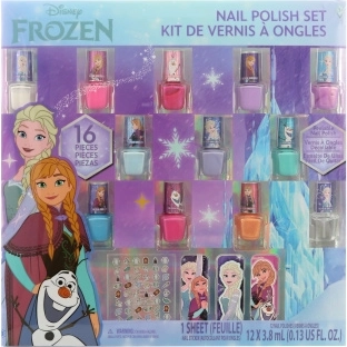 Frozen комплект за нокти за деца, 12 лака, стикери и пилички