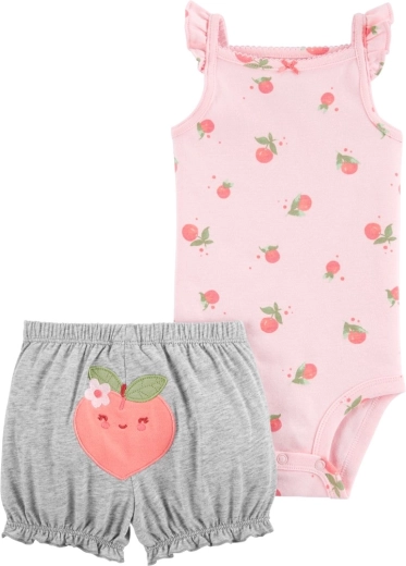 Carter's комплект от две части – боди с презрамки и къси панталонки Pink Peach за момиченце 9 м