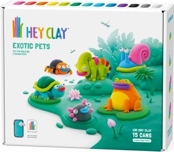 Hey Clay пластилин – екзотични животни, комплект с 15 кутийки