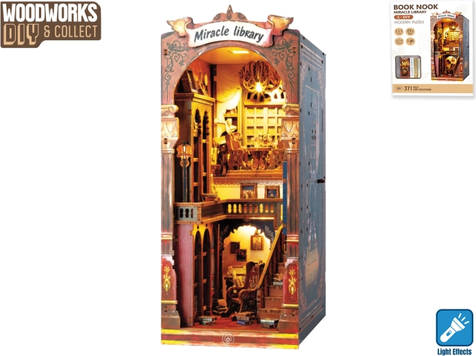 Woodworks Wooden Construction Kit Library with Light, 371 Pieces