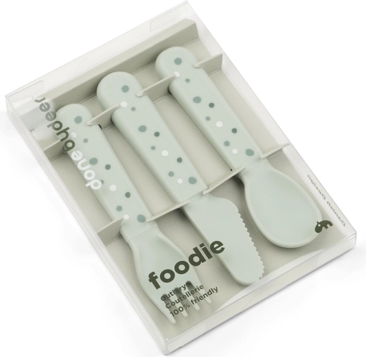 Done by Deer cutlery set Foodie Happy dots green