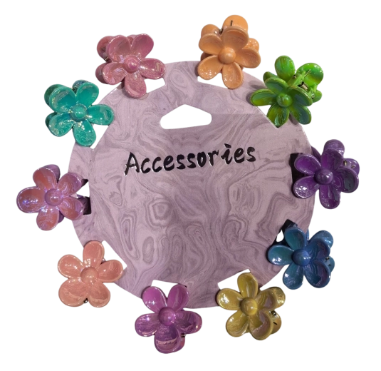 Set of flower-shaped hair clips, assorted colors, 10 pcs