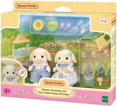 Sylvanian Families Flower Set with Flora Rabbit Siblings