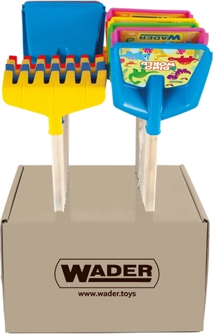 Wader Happy Summer children's shovel or rake with a long wooden handle