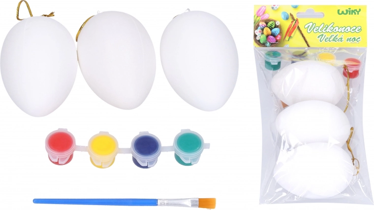 Eggs for Coloring 5 × 8 cm, Set of 3 pcs with Paints and Brush