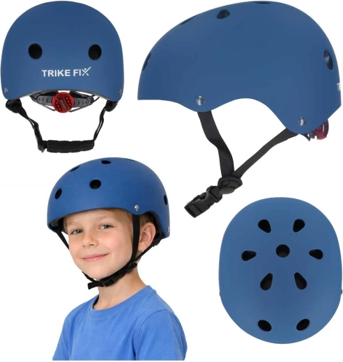 Kids’ Cycling Helmet TRIKE FIX with LED, size S 48–54 cm, dark blue