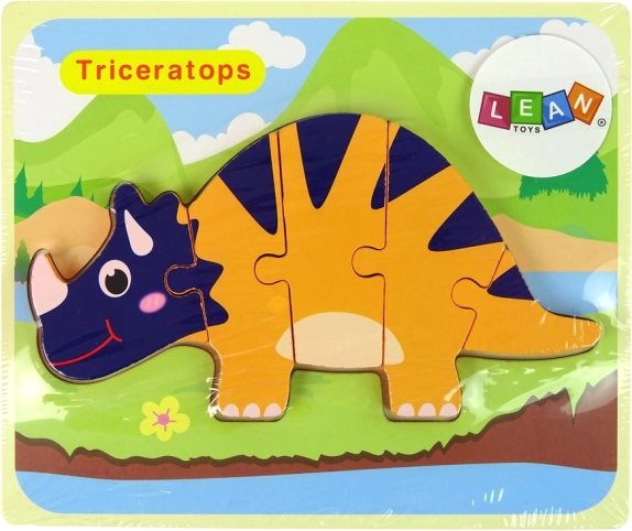 Wooden dinosaur puzzle – triceratops or ankylosaurus, orange