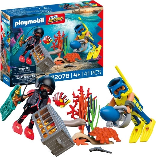 Playmobil City Action полицейски водолаз със съкровище – игрови комплект с фигурки и аксесоари