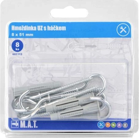 Knot anchor with hook 8 × 51 mm, white zinc (8 pcs)