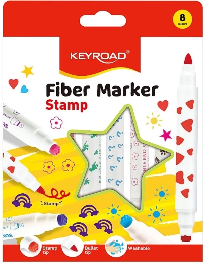 Keyroad Duo флумастери с печат, комплект 8 бр.