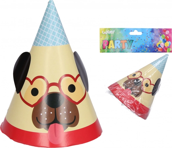 Dog-themed party hats, 15 cm (6 pcs)