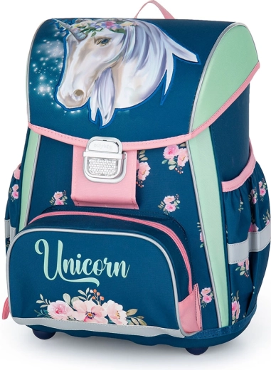 Premium School Satchel – Blue Flowers