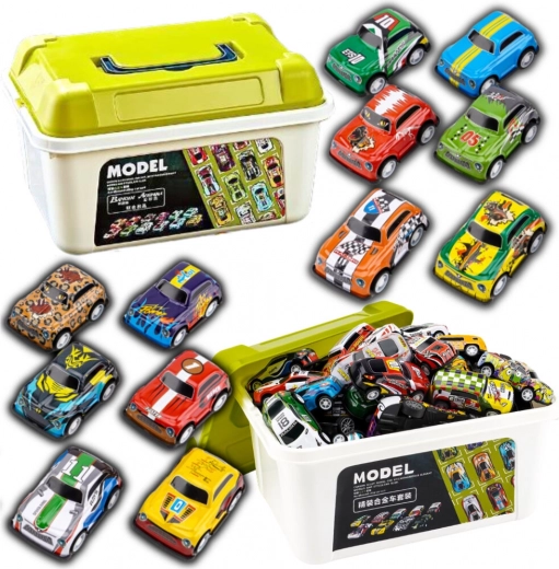 Set of Metal Toy Cars in a Carry Case, Colorful Collection of 30 pcs