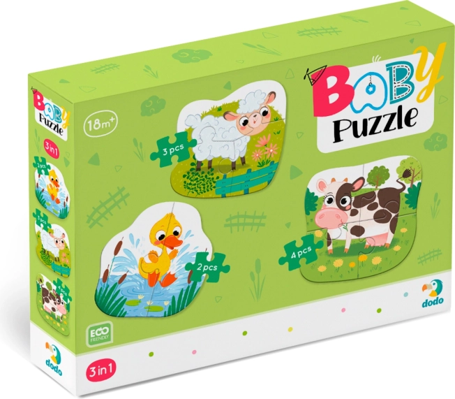 Dodo kids’ puzzles Farm Animals 3-in-1 (2, 3, 4 pieces)