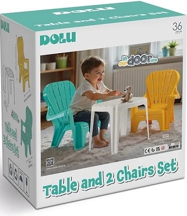 Dolu white children's table with 2 chairs