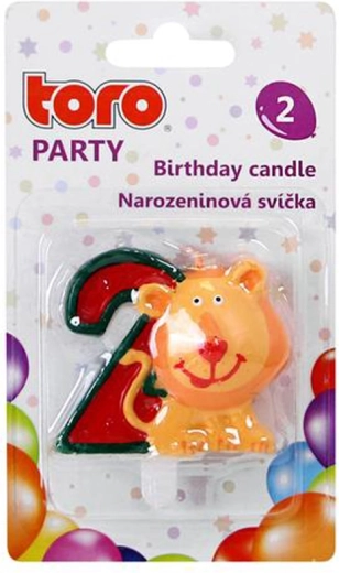 Тортова свещ цифра 2 с лъв TORO 5 см