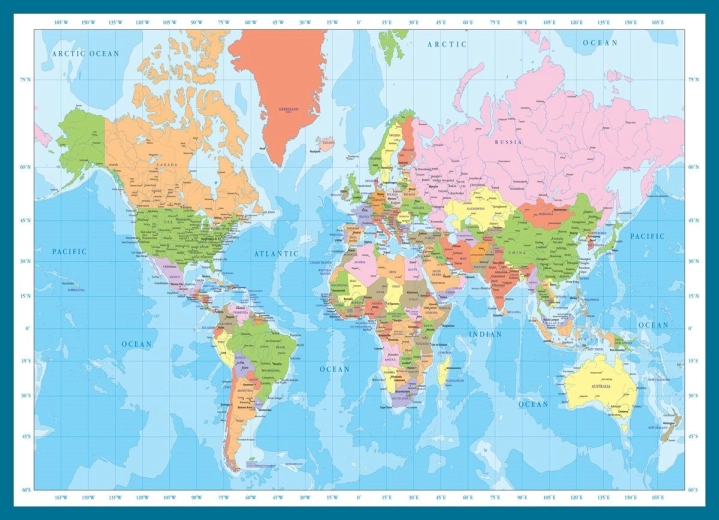 Пъзел карта на света – 1000 части EUROGRAPHICS