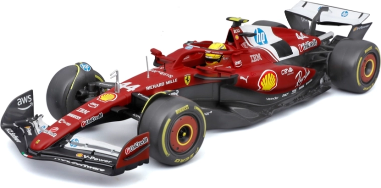 Модел на Формула 1 Bburago Ferrari SF-25 2025 Lewis Hamilton #44 1:18 с каска