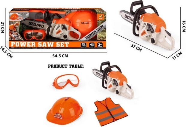 Children's battery-powered saw with accessories