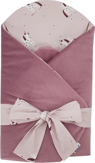 EKO cotton baby swaddle wrap with velvet and coconut insert Giraffe 75 × 75 cm