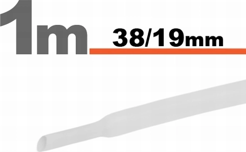 Бяла термосвиваема тръбичка 38 / 19 mm