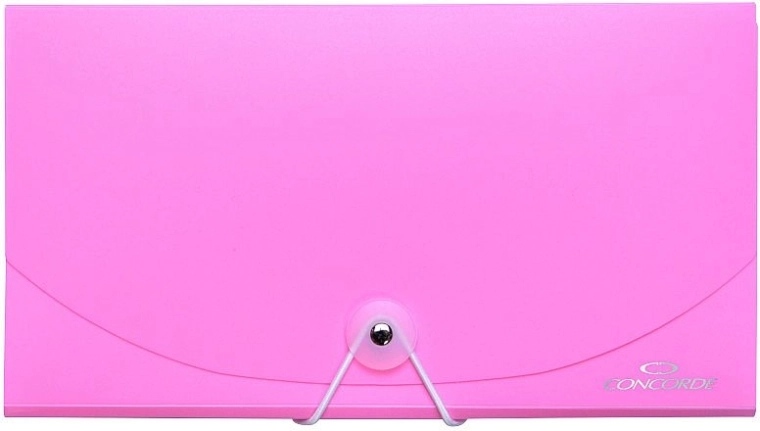 DL document file with elastic band, 13 pockets, pastel pink
