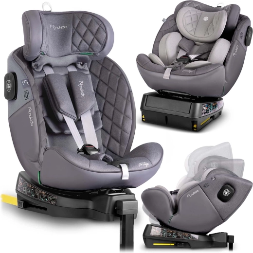 Nukido Prestige Line Child Car Seat gray 40–150 cm i-Size with ISOFIX and rotating base