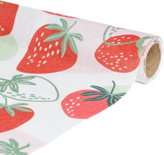Decorative table runner with a wild strawberry motif 180 × 28 cm