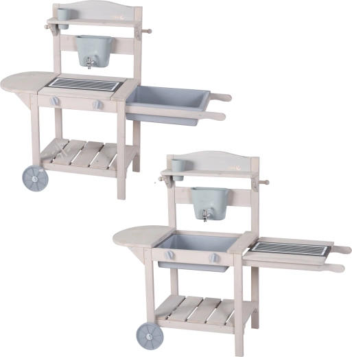 Roba Mobile Outdoor Children's Play Kitchen with Grill, Grey