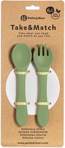 Petite&Mars silicone cutlery Take&Match Sweet Pea 6m+