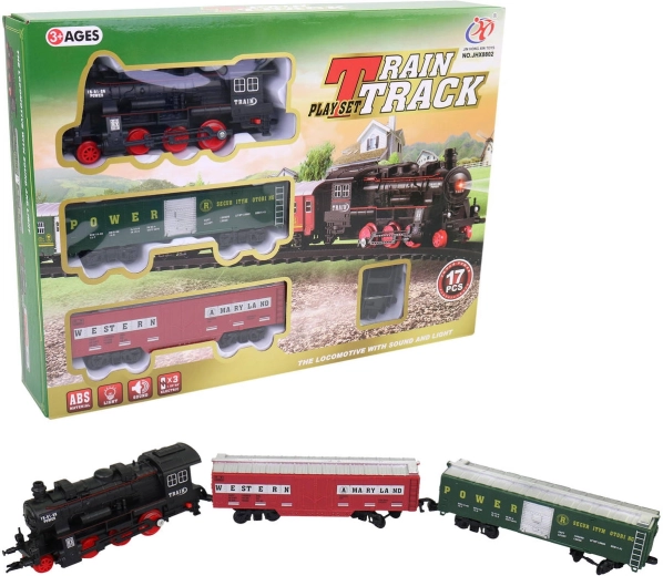 Historic battery-powered train set with tracks, lights and sound